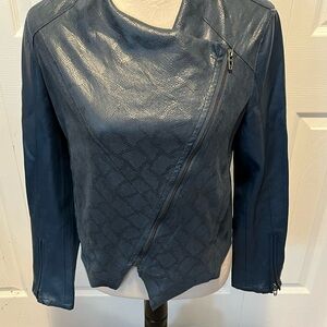 Blank NYC Women's Blue Faux Leather Jacket